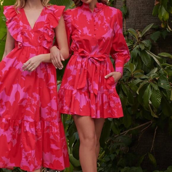 Sugarlips Red and Pink Floral Dresses - Picture 1 of 11